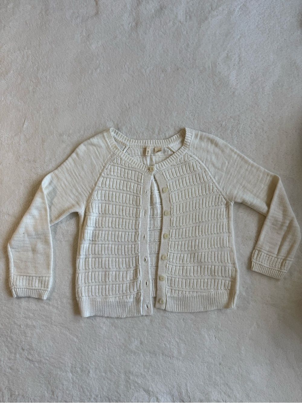 Moth by Anthropologie Cream Textured Knit Button-Front Cardigan Sweater S